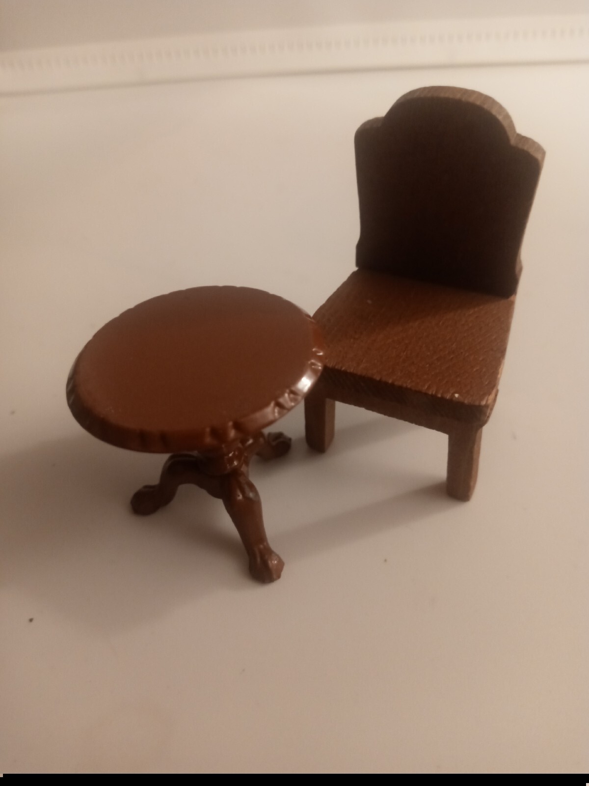 Vintage 80s Mattel Metal Dollhouse Swing Table With Wooden Chair.