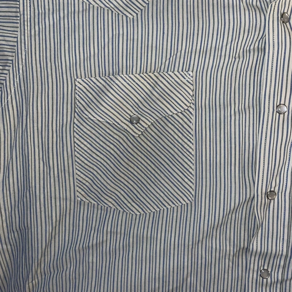 Vintage RUDDOCK Men's Short Sleeve Striped Western Shirt Size XXL Polo Pockets - Image 4 of 4
