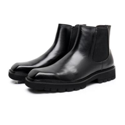 Chic Men's High Top Leather Square Toe Chelsea Ankle Boots