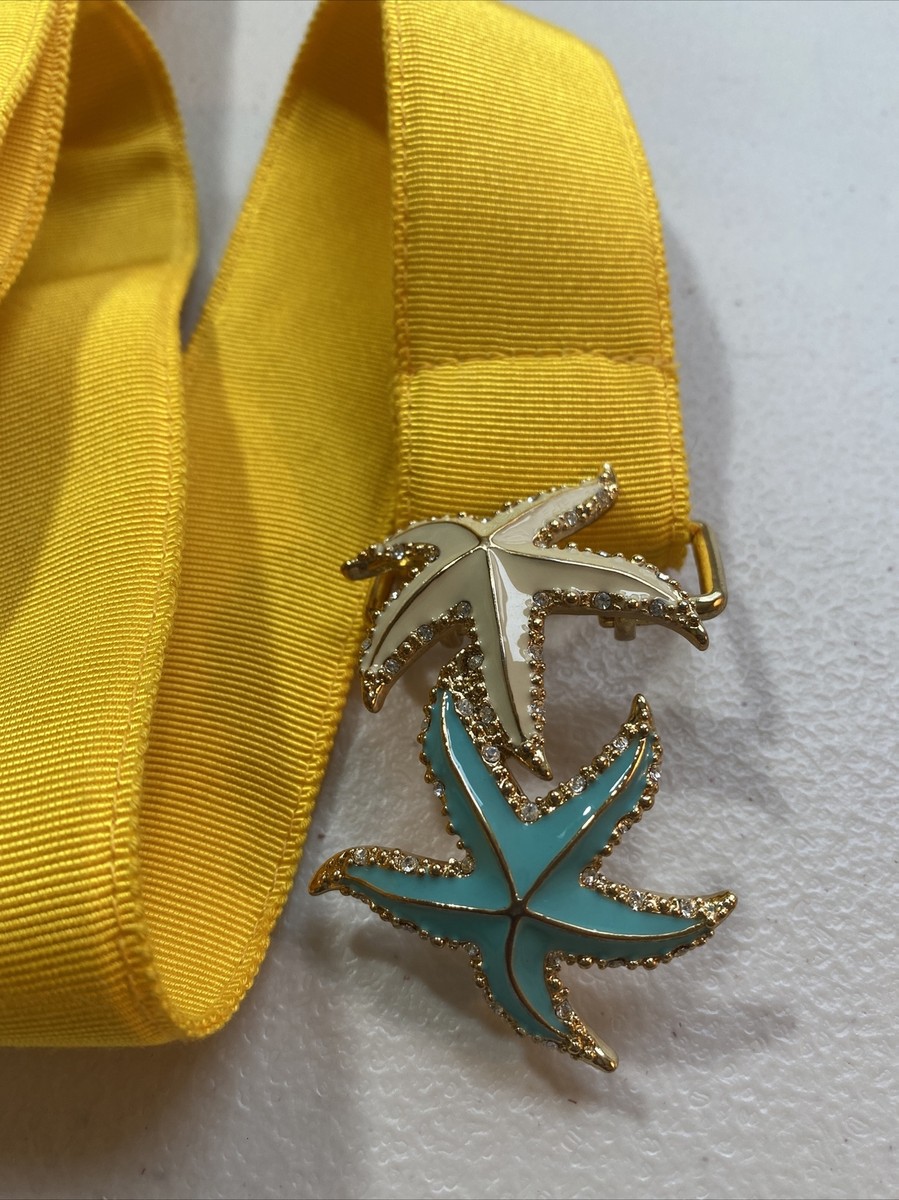J. Crew Yellow Grosgrain Ribbon Belt with Starfish Detailed Buckle Size Medium J. Crew Enamel Starfish Buckle Grosgrain Ribbon Belt Size  main image 4