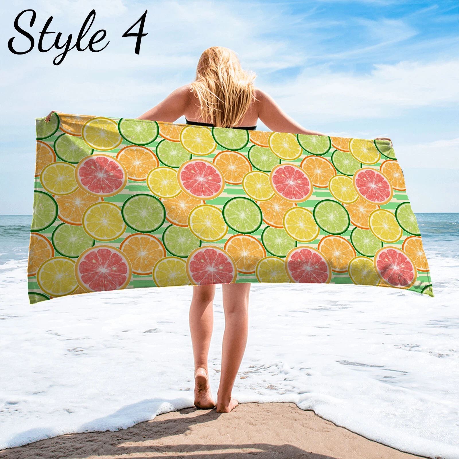 Citrus Fruit Beach Towel #1, Summer Lemon Lime Orange Pool Towel