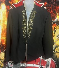 Vintage Miss Darby Black One Button Front Top Blazer Padded Shoulders