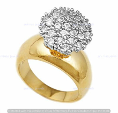 2 CT Round Cut Moissanite Cluster Wedding Engagement Ring 14K Yellow Gold Plated