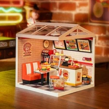 Rolife 3D Yum Burgers DIY Wood Miniature House with LED Building Craft for Adult