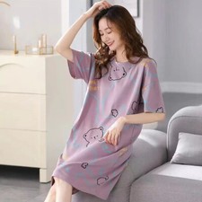 Plus Size Pajamas Women Short Sleeve Nightgown Sleep Dress Casual Homeswear