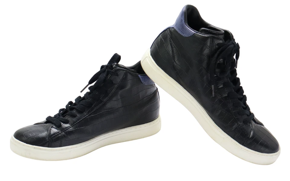 ARMANI JEANS Tenis Para Hombre Reino Unido 9 Tobillo Punta Redonda Negro Con Cordones Informales Foto 2 de 4