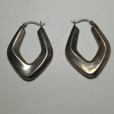 VINTAGE LARGE 925 STERLING SILVER HOOP EARRINGS