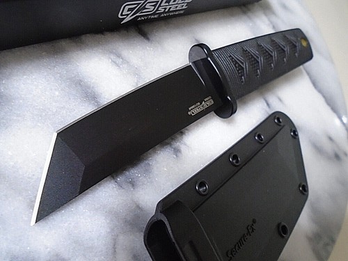 Cold Steel Black Kyoto I Tanto Fixed Blade Knife Full Tang 8Cr13MoV #17DA-BKBK - Picture 4 of 6