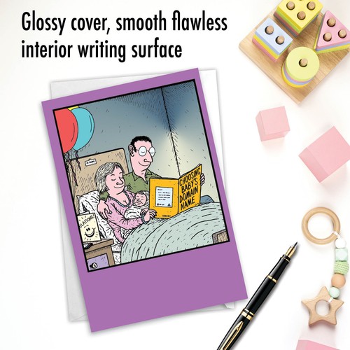 1 Funny Baby Congratulations Greeting Card with Envelope - Baby's Domain Name - Picture 5 of 6