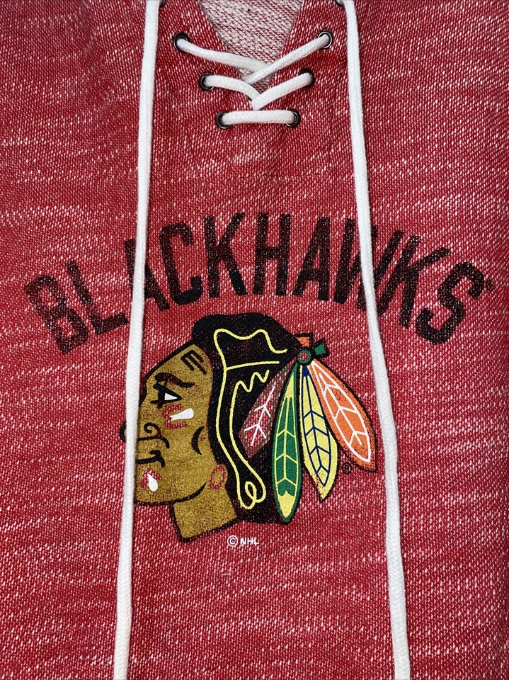 Женский пуловер с капюшоном Chicago Blackhawks красный на шнурке размер XL б/у в отличном состоянии - Изображение 3 из 4