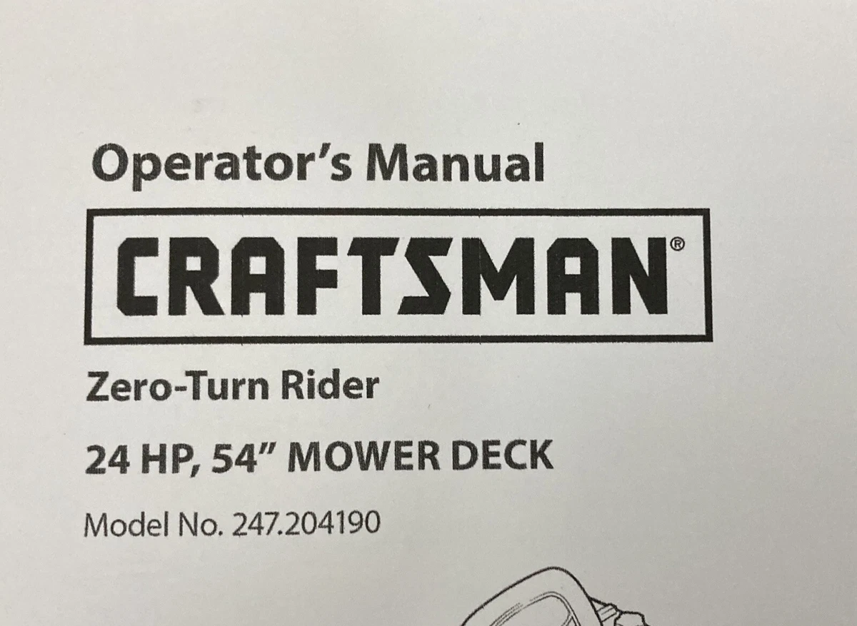 Craftsman 54 inch zero turn mower manual deals