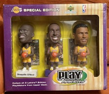 Upper Deck Lakers Shaquille O'Neal  Kobe Bryant Rick Fox bobblehead NEW In BOX