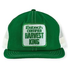 Vintage Estech Certified Harvest King Mesh Trucker Patch Snapback Hat Green