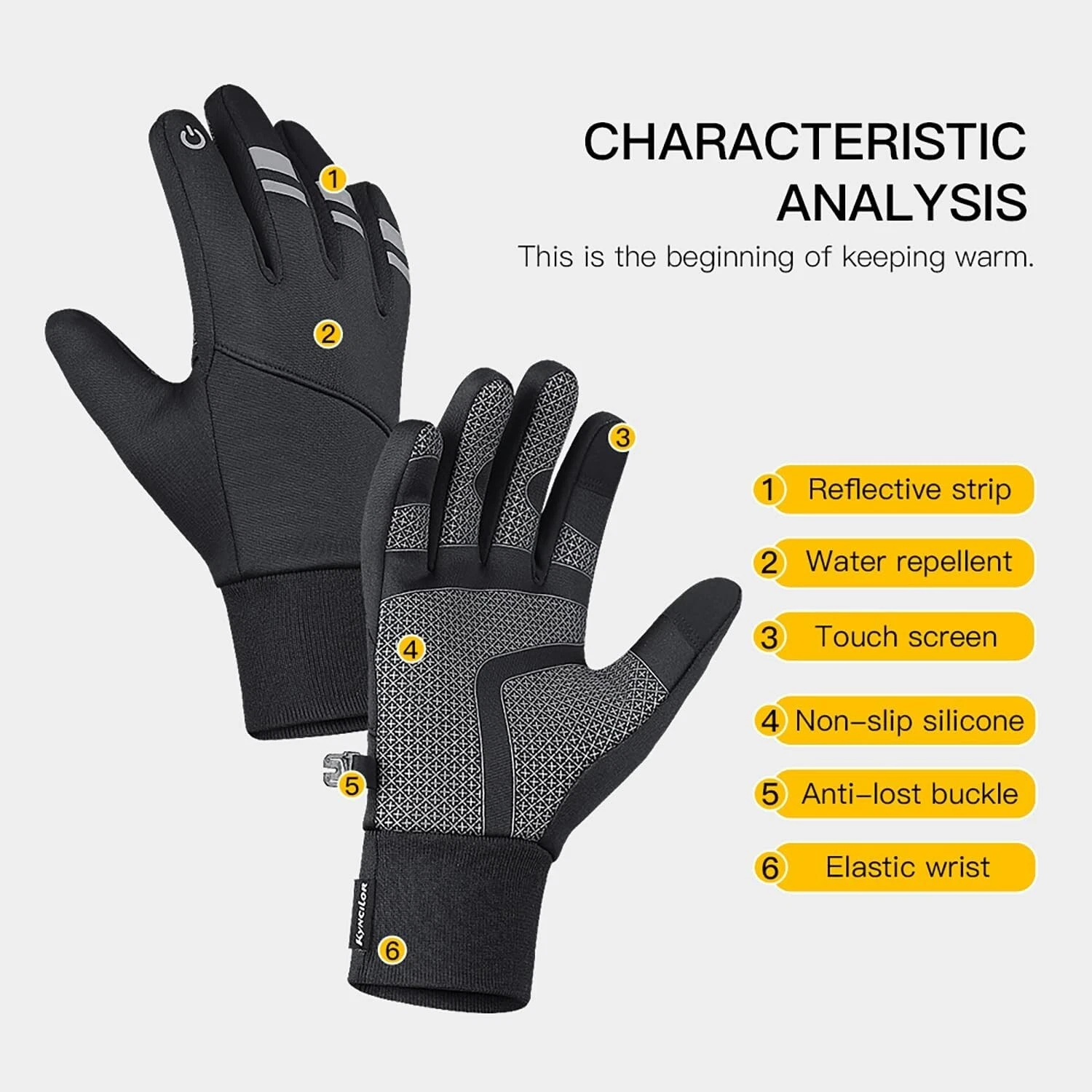 Men's Thermal Waterproof Gloves Black Large