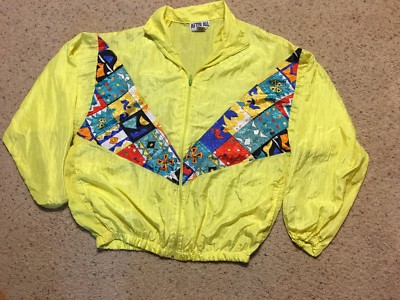 Yellow Neon Mens Size M Nylon Rain Jacket Windbreaker