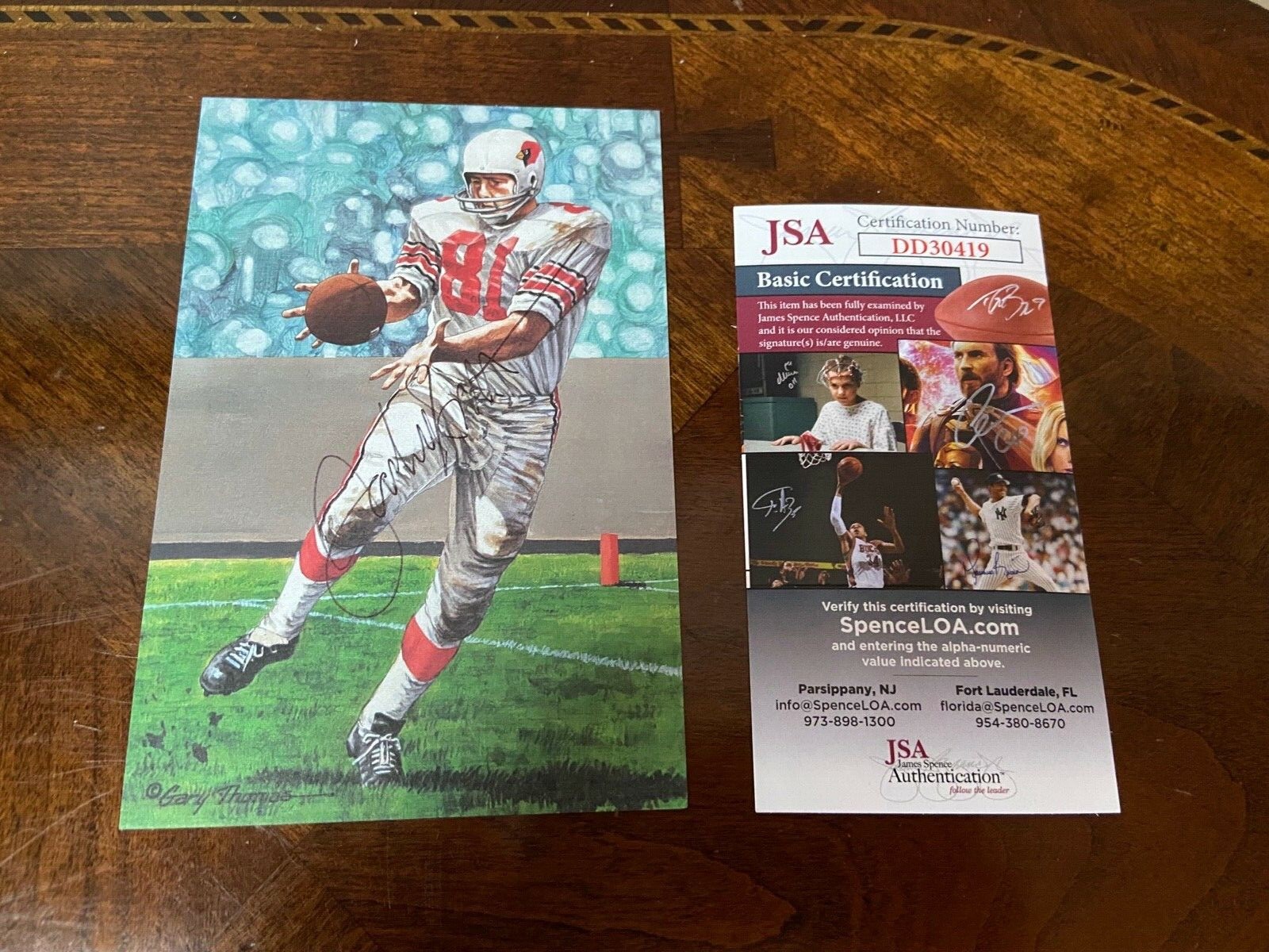Jackie Smith Autographed Signed Arizona Cardinals NFL Goal Line Art Card- GLAC- /- HOF- Cardinals 