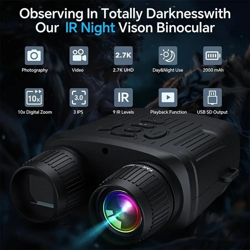 36MP 4K Night Vision Goggles Binoculars, with Infrared, 7.62 cm HD Large Screen, - Picture 7 of 7