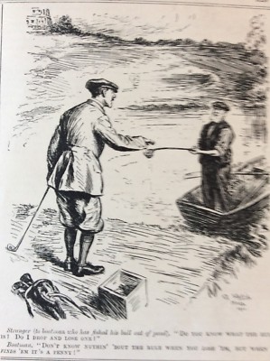 A2q Ephemera 1911 Original Punch Cartoon Bootsmann Golfer Golf Lost Ball Lake