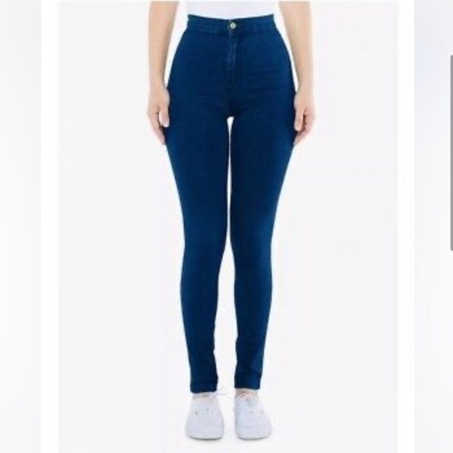 Neu ohne Etikett American Apparel The Easy Jeans hoher Bund Stretch Skinny blau Größe Large - Bild 2 von 16