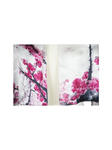Pink Floral Mulberry Satin Silk Stole Women Square Scarf - Picture 5 of 5