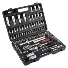 Maletin de Herramientas 94 Piezas Llaves Carraca Vasos Puntas Allen Caja Maleta