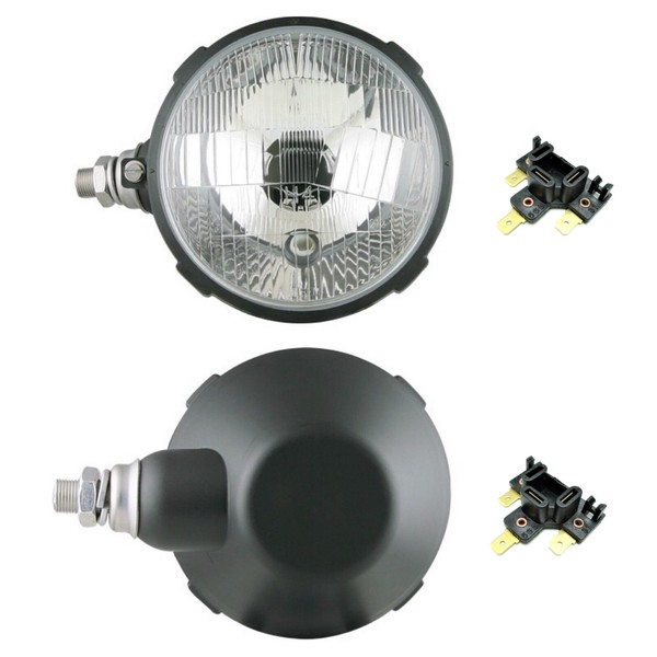 2X Traktorscheinwerfer Mit Positionslicht 12V 24V E20 Zetor Ø161 Mit 2X Stecker-image