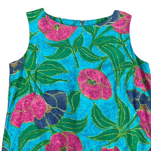 Reef Towers Casual Aire Hawaiian Maxi Dress Floral Vintage 60s Size 14 - Picture 2 of 11