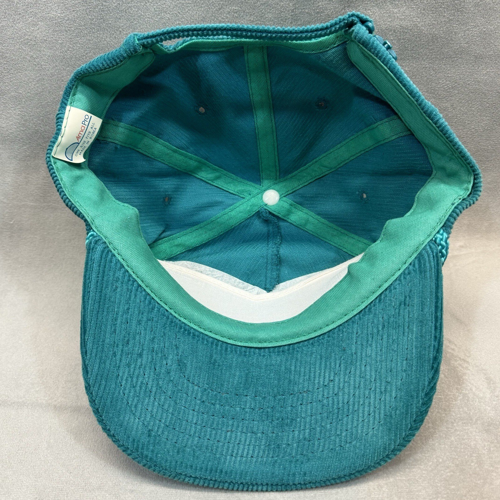 90s NBC World of Sports Vintage Embroidery Iron On Patch Corduroy Rope Hat Teal