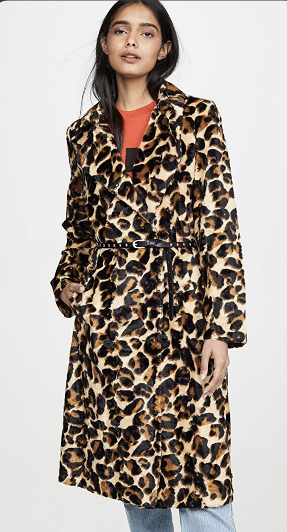 scotch and soda faux fur leopard trench coat XS eBay
