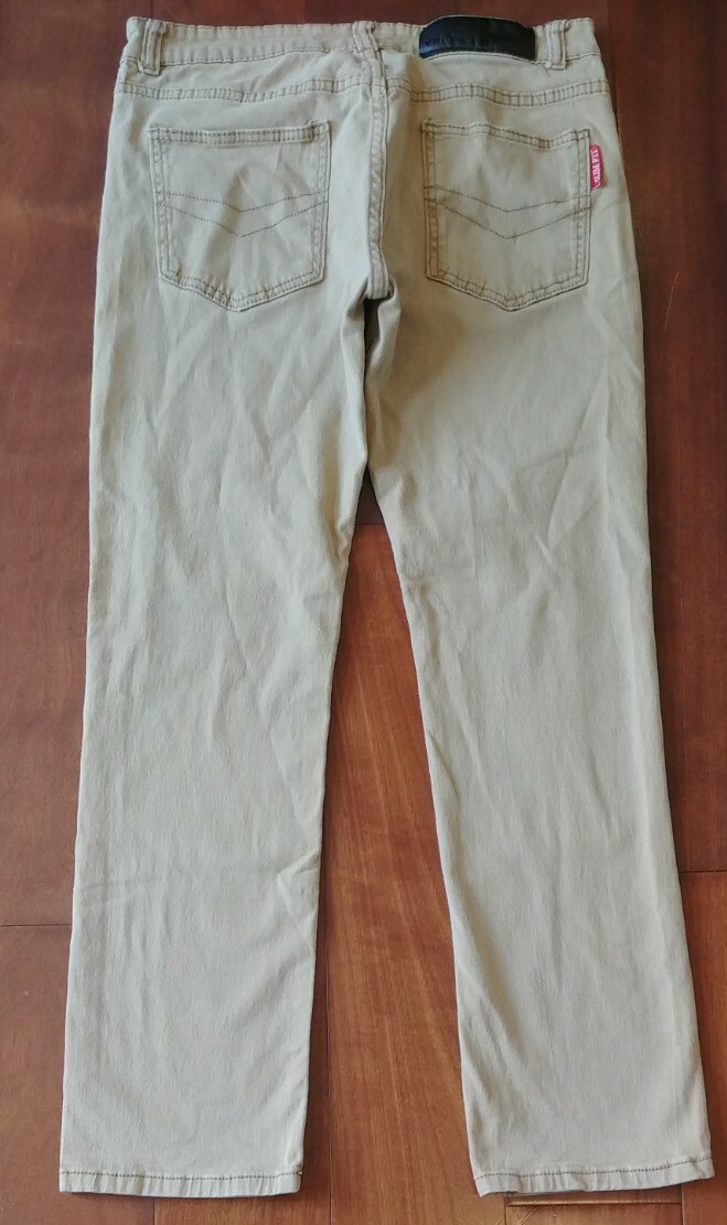 Pantalones chinos VIGO de mezclilla para hombre bajos rectos caqui beige usados en excelente estado etiqueta 34x32 medidas 30x28