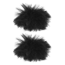 2pcs Windproof Microphone Plush Covers Lapel Microphone Guard Protection Black