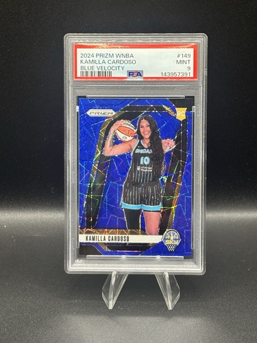 2024 Panini Prizm WNBA Kamilla Cardoso Blue Velocity #149 Rookie Card MT PSA 9