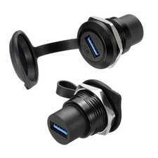 2Pcs USB3.0 Panel Mount Adapter, Female to Female Panel Mount Connector, Black