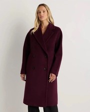 NWOT Quince Women Wool Cashmere Double-Breasted Slouch Coat Winetasting XS