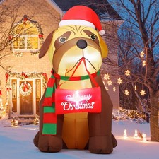5 FT Christmas Inflatables Outdoor Decorations, Xmas Blow Up Cute Dog Inflatable