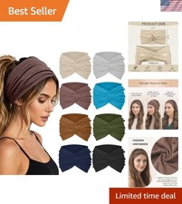 Fashionable 8 Pack Wide Headbands - Breathable  Adjustable for All Hair