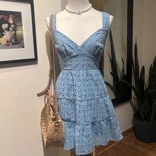 Baby Blue Eyelet Mini Dress Coquette Cottagec...