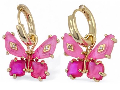 NEW 100% Authentic KENDRA SCOTT Pink Mix Bianca Butterfly Huggie Drop Earrings