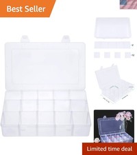 15 Large Grids Clear Plastic Box Organizer with Removable Dividers
