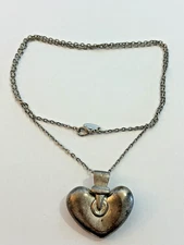 Soho Designs Pewter Large Heart Pendant Necklace 35" Silver Tone