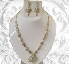 Collana etnica indiana placcata oro Bollywood sposa AD set gioielli...