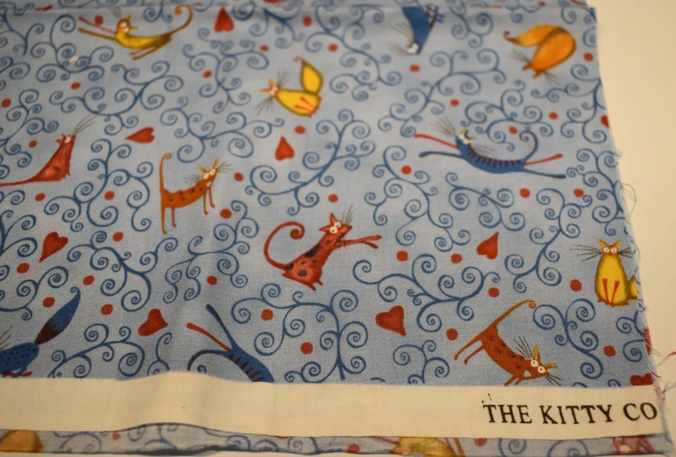 100% Cotton FAT QUARTER the kitty collection RED ROOSTER FABRICS 10768 blue cat - Image 2 of 4