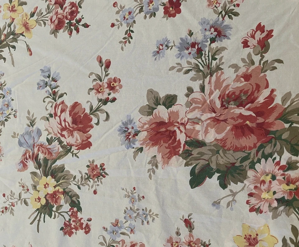 RALPH LAUREN PETTICOAT FLORAL RED/PINK/BLUE/YELLOW KING FLAT SHEET - Image 2 of 2