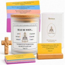 Bible Verse Jar, 240 Scripture Cards with 3D Relief Prayer Cross, Read Me Whe...