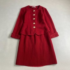 Yves Saint Laurent Set-Up Knit Rare Gold Buttons No Collar Red Size L W4623