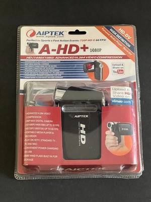 NOS A-HD+ 1080P AIPTEK HD Video Camera 8MP H.264 Stills 128MB Built-in Memory