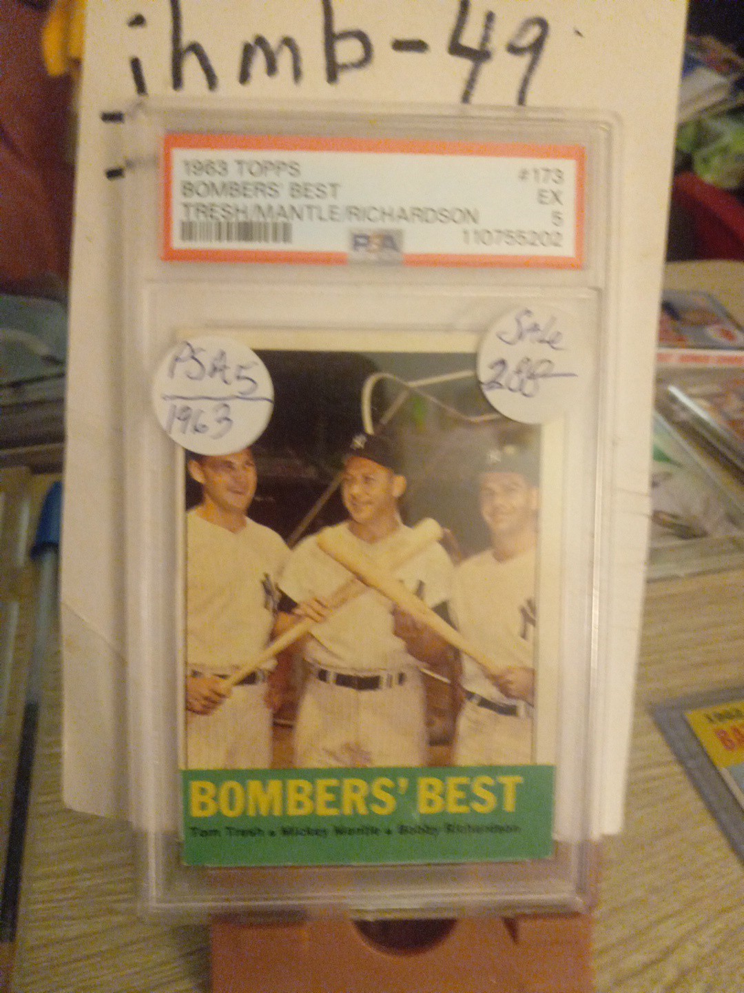 Mickey Mantle Bomber's Best 1963 Topps PSA 5 #173 Yankees L@@K! Free Shipping!!! view 1