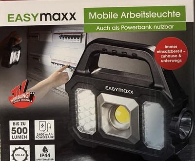 easymaxx 12899 LED, COB LED Arbeitsleuchte akkubetrieben, solarbetrieben