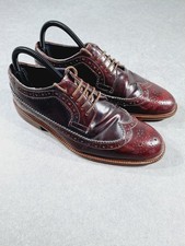 Topman Mens Delta Longwing Burgundy Brogue Oxford Shoes UK 6.5 Leather Lace  Up