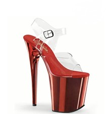 Pleaser High Heels Flamingo 808 Red Chrome US 7 Größe 37 Original Verpackt